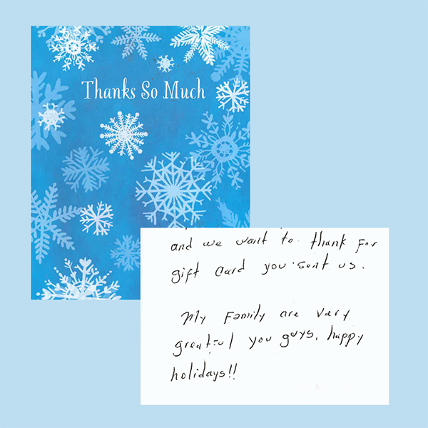 Holiday thank you note