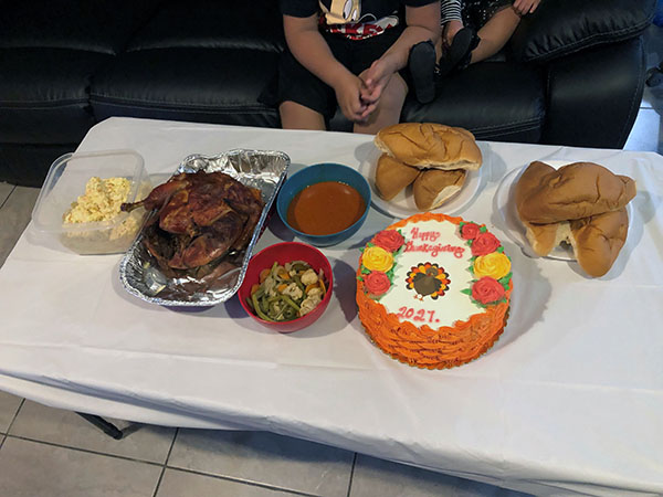 Family with their Thanksgiving meal