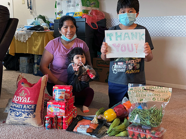 Family receiving holiday assistance