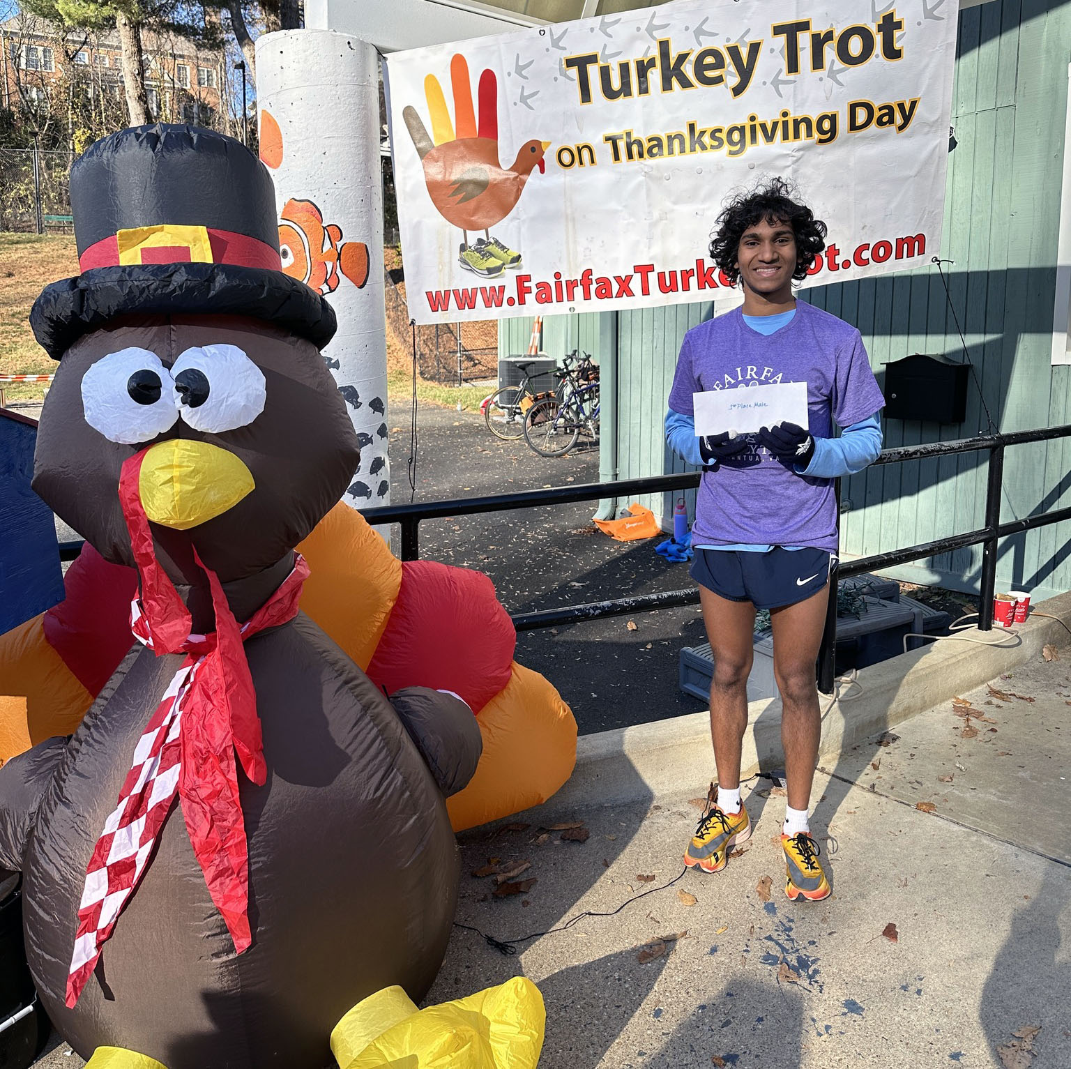 Fairfax Turkey Trot in Mantua, November, 23, 2023, overall first place finisher Samik Bhinge